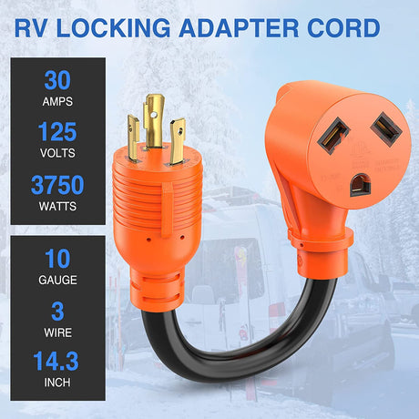 3 Prong 30AMP to 30AMP RV Generator Adapter Cord Nilight