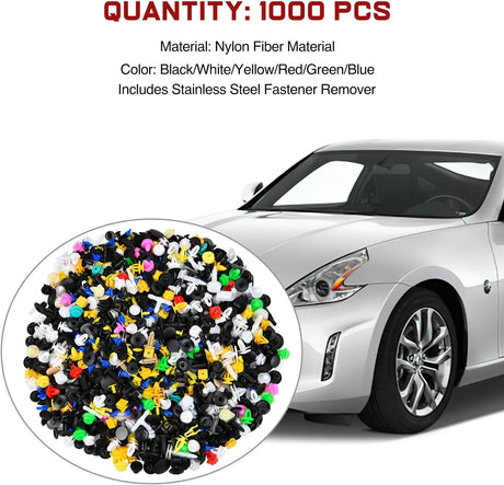 1001 Pcs Universal Car Clips Mixed Auto Bumper Fender Trim Door Panel Shield Engine Cover Retainer Rivet Push Clips for GM Ford Chrysler Toyota Lexus Honda Acura Dodge Jeep Nilight