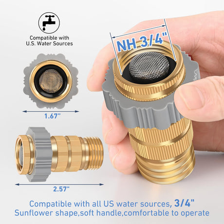 RV Parts RV Hi-Flow Water Regulator for Camper, Lead-Free Brass Water Hose Pressure Reducer Valve with Filter Screen 3/4 Inch Thread for Camper Trailer RV Plumbing System Water Hose, 40-50 psi