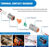 2 3 4 6 8 12 PIN DT Connector Kit 50 Sets Size 16 Stamped Formed Contacts for 14-18 AWG Wires DT Series w/Removal Tool nilight