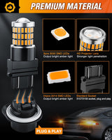 57LEDs Amber Yellow 3156 3056 4157 3057 3157 LED Bulbs (Pairs) Nilight