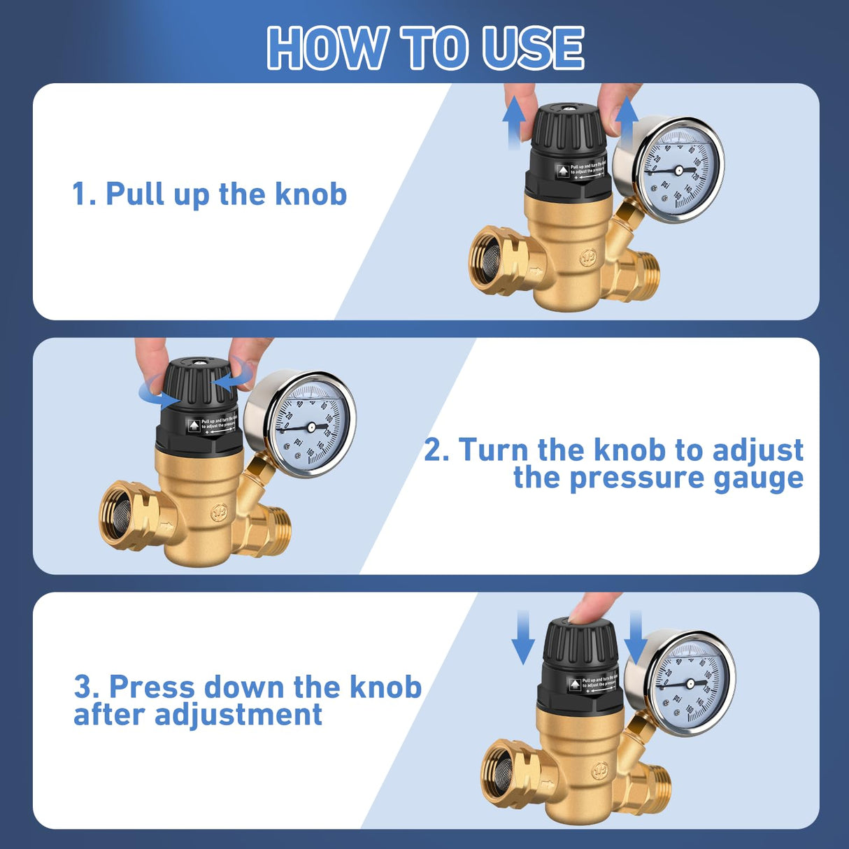 RV Water Pressure Regulator Handwheel Adjustment Nilight