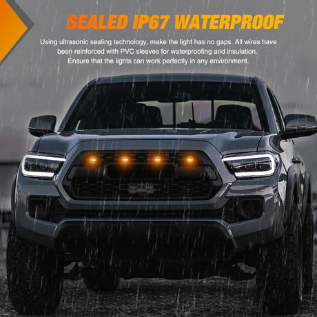 2016-2023 Toyota Tacoma TRD PRO 4LED Amber Front Grille Marker Lights Nilight