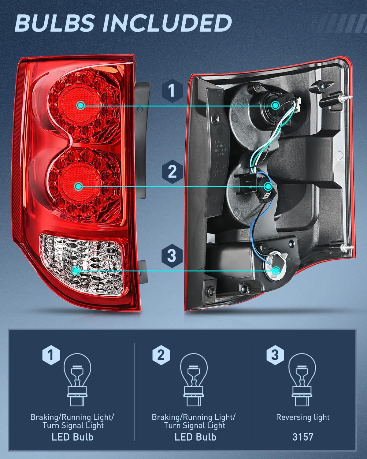 2011-2020 Dodge Grand Caravan Taillight Assembly Rear Lamp Replacement OE Style Driver Passenger Side Nilight