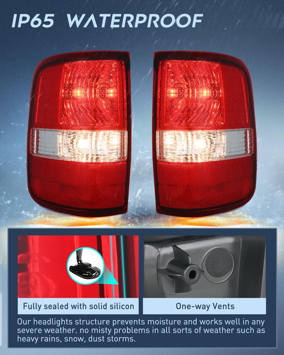 2004-2008 Ford F150 Taillight Assembly Rear Lamp Replacement OE Style Red Housing Driver Passenger Side Nilight