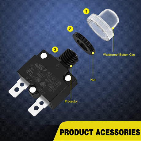 5Pcs 5A 10A 15A 20A 30A Terminals Circuit Breaker Nilight