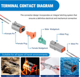 2 3 4 6 8 12 PIN DT Connector Kit 40 Sets Size 16 Solid Contacts Waterproof for 14-20 AWG Wires DT Series w/Removal Tool nilight