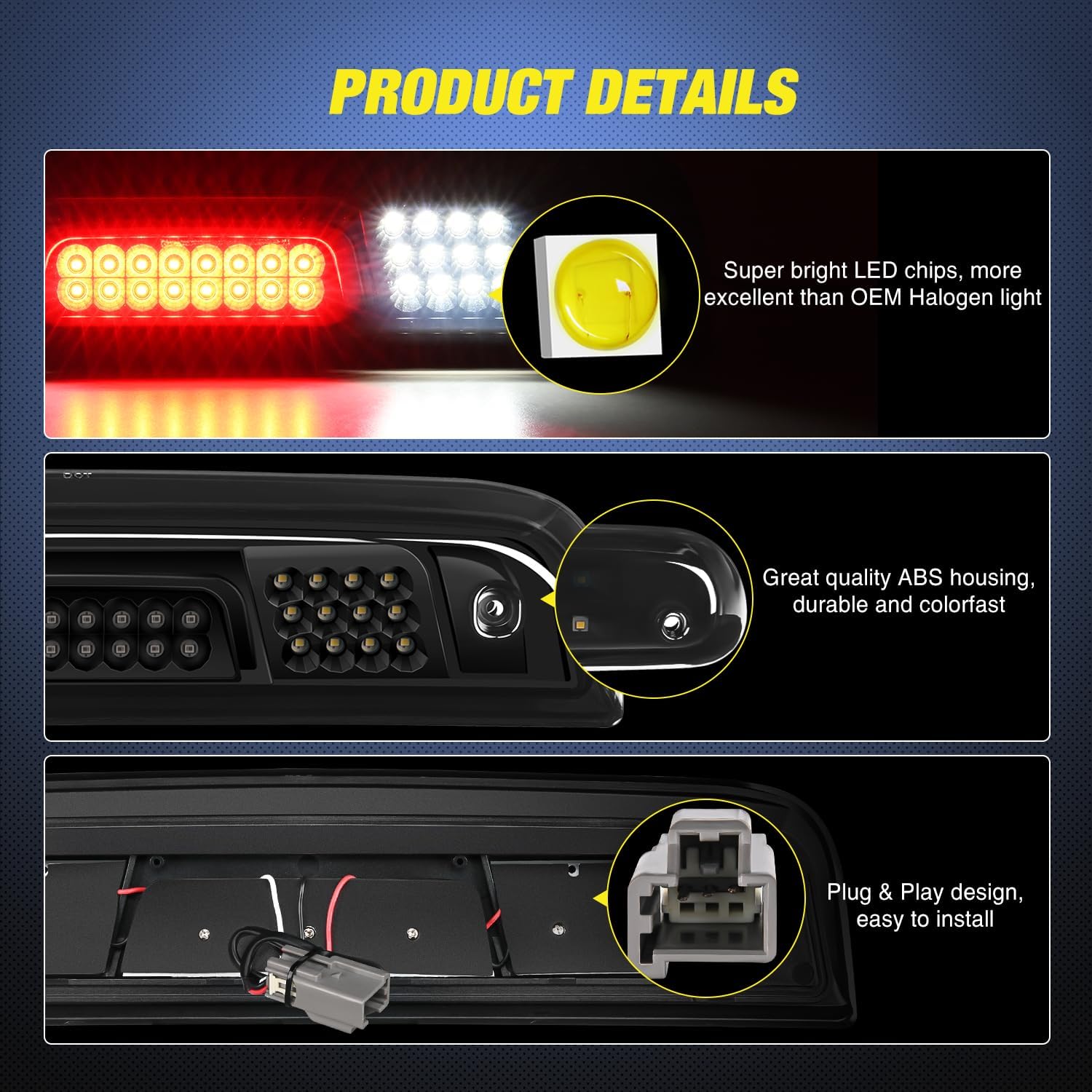 Accessories 2014-2018 Chevy Silverado GMC Sierra 1500 2500 3500HD Third Brake Light