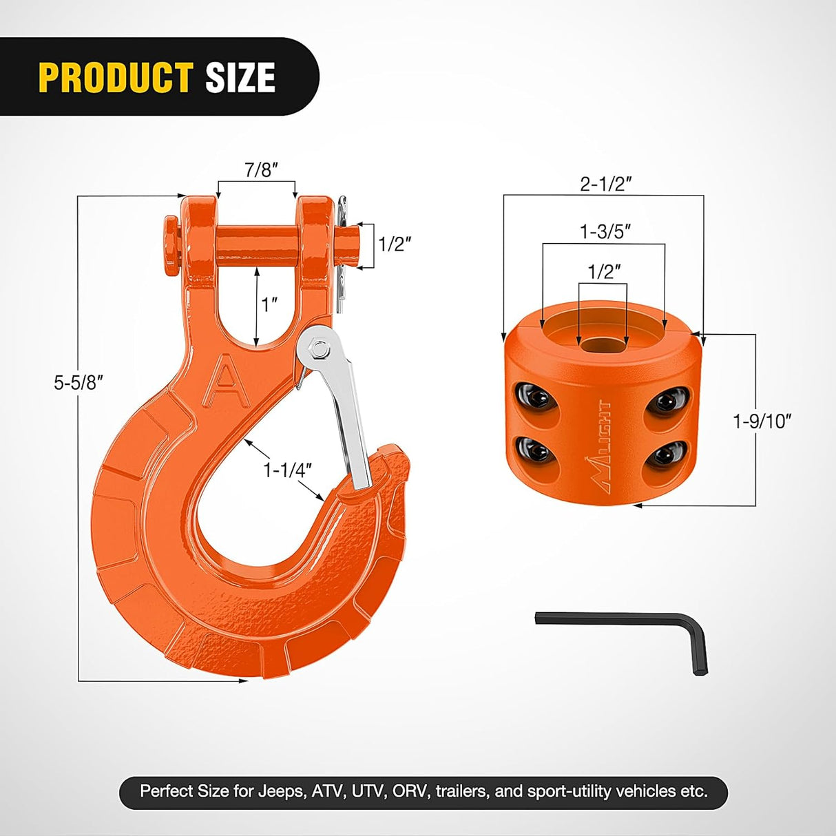 3/8 inch Grade 70 Winch Hook Orange Nilight