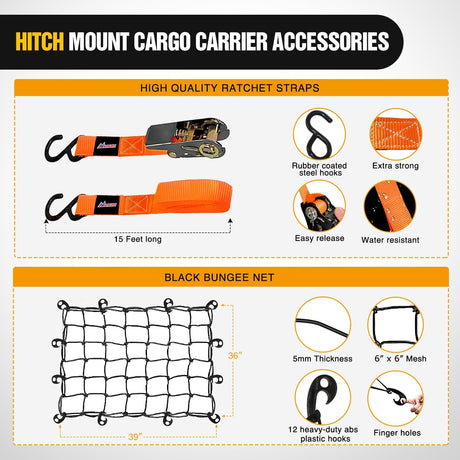 Universal Roof Rack Cargo Basket 43" x 39" x 6" With Cargo Net Ratchet Straps Luggage Holder Nilight