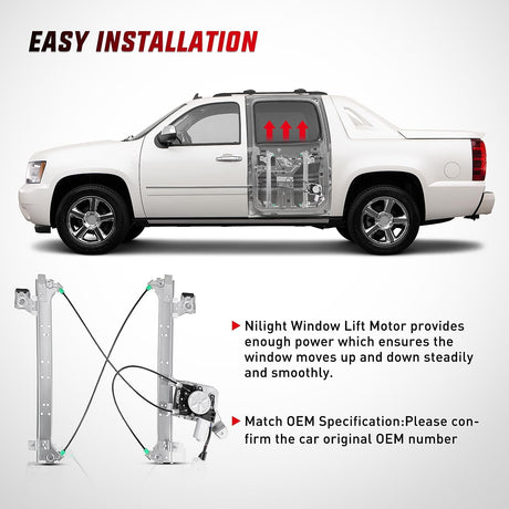 2001-2006 Chevrolet Avalanche Silverado Suburban GMC Sierra Yukon XL 1500 2500 3500 Rear Passenger Side Power Window Regulator Nilight