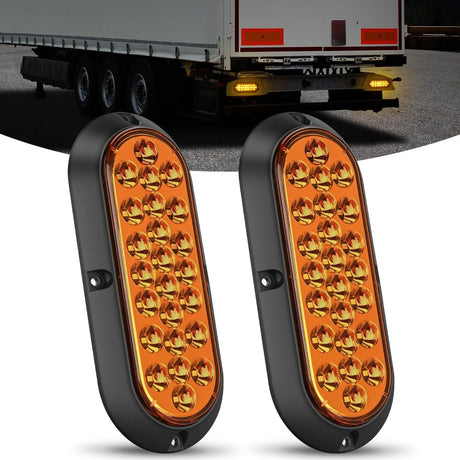 6 Inch Oval Amber 24Leds Trailer Tail Lights 2Pcs Nilight