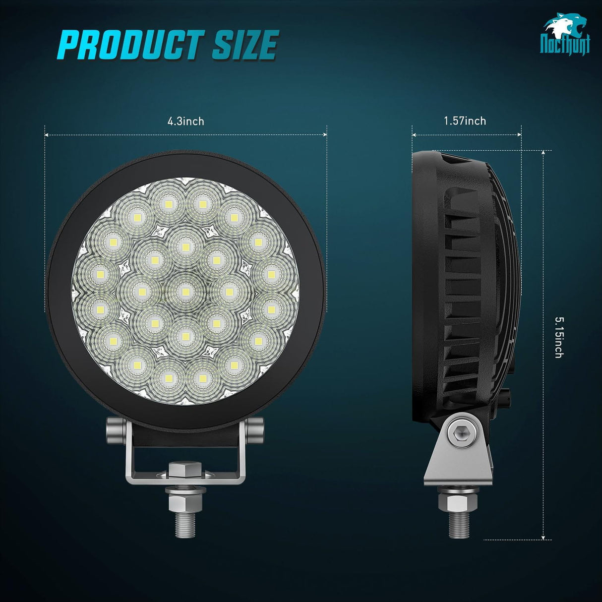 4.3 Inch 25LED Round Flood Built-in EMC LED Pod Lights (Pair) Nilight