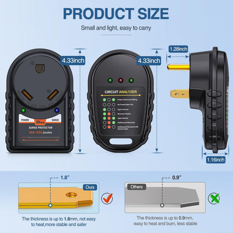 30Amp RV Surge Protector & 30Amp Circuit Tester Nilight