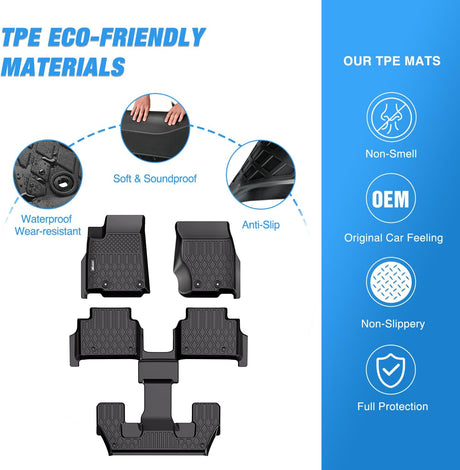 2021-2024 Jeep Wrangler JL Unlimited 4 Door 6 Passenger Without Center Console TPE Floor Mats Nilight