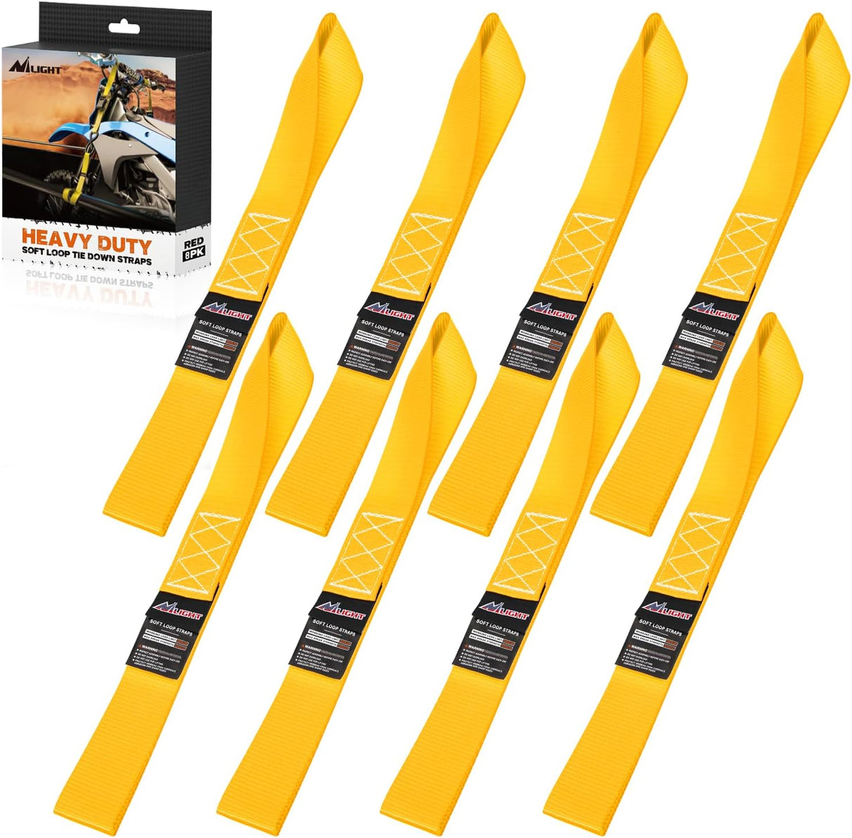 Motorcycle Tie Down Straps Max Break Strength 12000Lbs Yellow Nilight