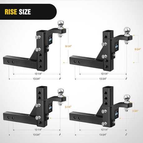 8 Position Adjustable Trailer Hitch Ball Mount with 2 Inch Trailer Ball Nilight