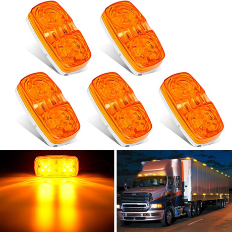 5PCS Amber 10LED Rectangular Clearance Double Bullseye Marker Light Nilight