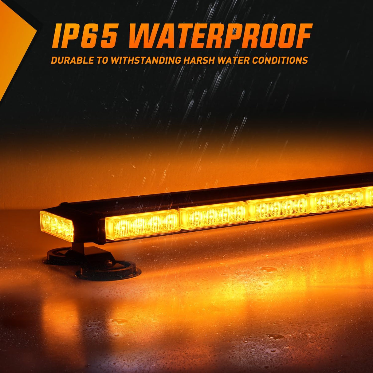 29.5 Inch Roof Top Amber Strobe Lights 56LED Hazard Emergency Warning Light Bar Magnetic Mount Nilight