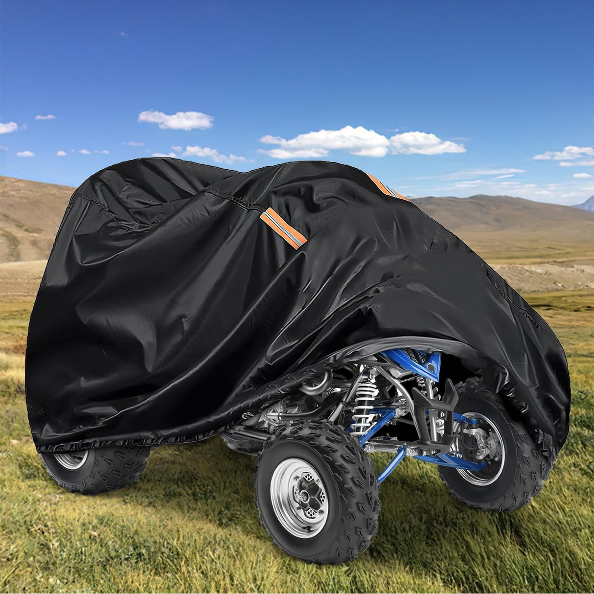 ATV Cover Waterproof 420D Heavy Duty Ripstop Material Black Protects 4 Wheeler from Snow Rain All Season All Weather UV Protection Fits up to 82 Inch Nilight