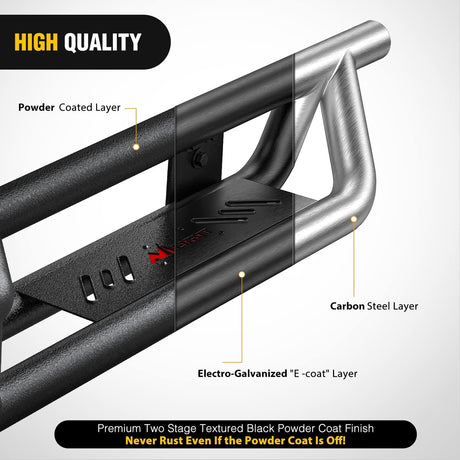 2007-2018 Chevy Silverado/GMC Sierra 1500 | 2007-2019 Chevy Silverado/GMC Sierra 2500HD 3500HD Extended Running Boards Dual-Stage Textured Powder Coated Side Step Nerf Bars Running Boards Nilight