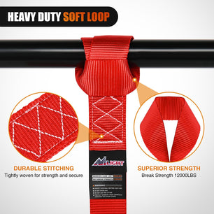 Motorcycle Tie Down Straps Max Break Strength 12000Lbs Red Nilight