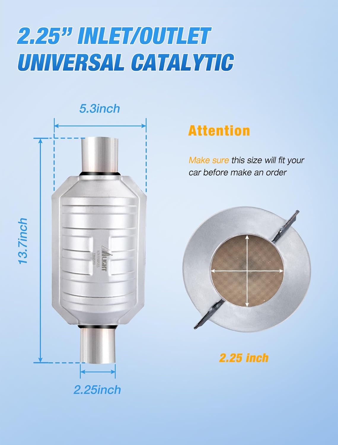 2.25" Inlet/Outlet Catalytic Converter Nilight