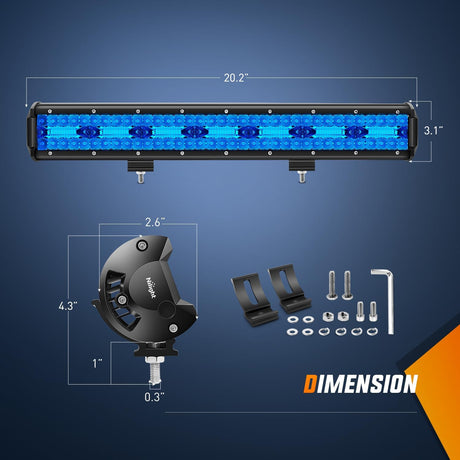 20 Inch 420W 42000LM Triple Row Blue Spot Flood LED Light Bar Nilight