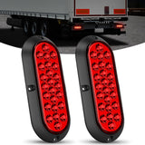 6 Inch Oval Red 24Leds Trailer Tail Lights 2Pcs Nilight