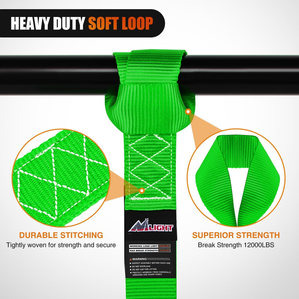 Motorcycle Tie Down Straps Max Break Strength 12000Lbs Green Nilight