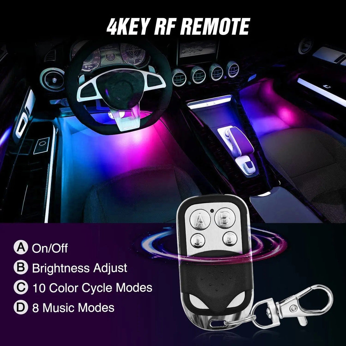 72Leds RGBIC Interior Light Strip APP RF Remote Control 4PCS Nilight