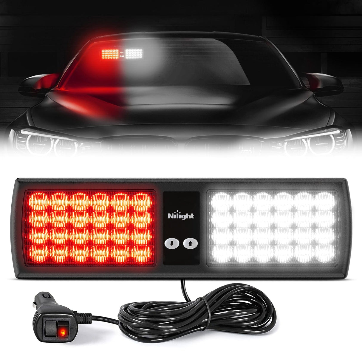 48 LED Red White Emergency Warning Strobe Lights Nilight