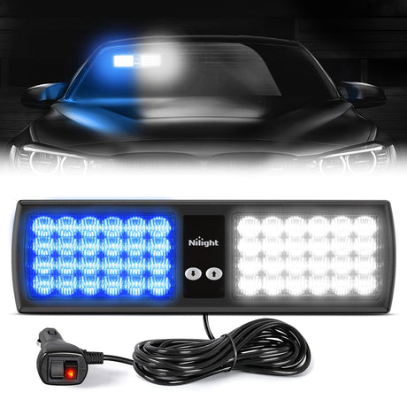 48 LED Blue White Emergency Warning Strobe Lights Nilight