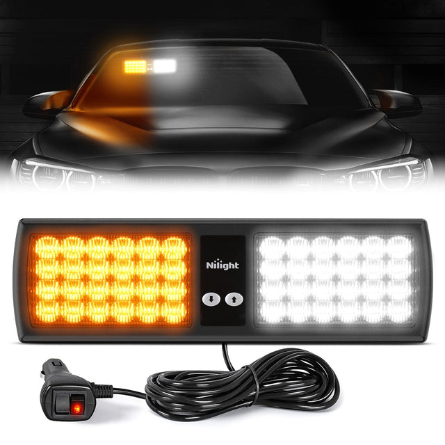 48 LED Amber White Emergency Warning Strobe Lights Nilight