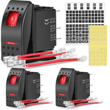 3Pcs 5Pin SPST On/Off Rocker Switch Red