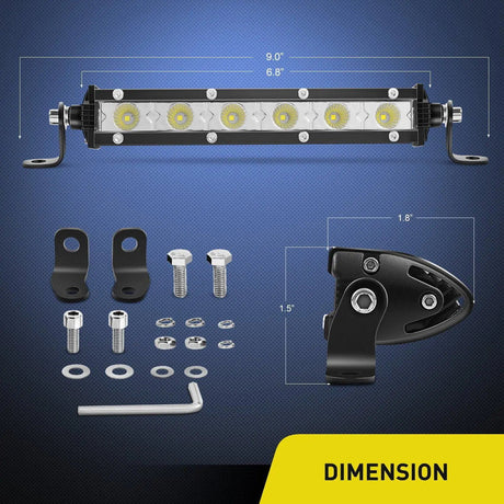 LED Light Bar 7" 18W 1530LM Ultra-Slim Flood LED Light Bar (Pair)