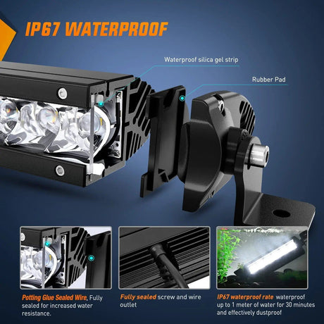 LED Light Bar 7" 30W 3600LM Slim Spot LED Light Bars (Pair)