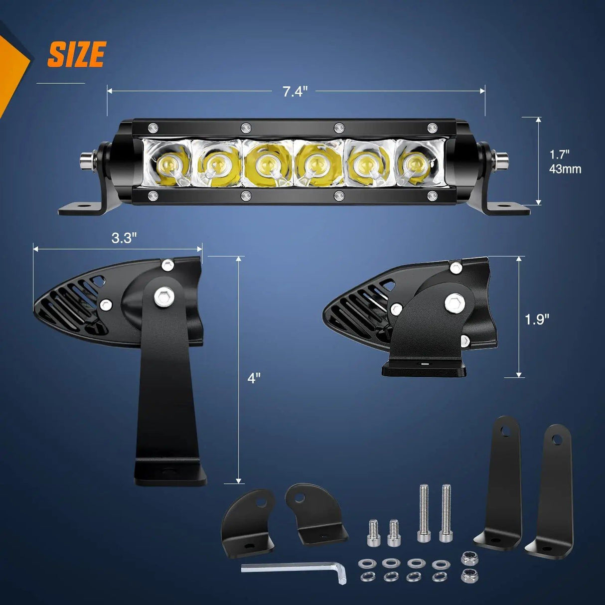 Light Bar Wiring Kit 7" 30W Super Slim Spot LED Light Bar Kit (Pair) | 12FT Wire 3Pin Switch