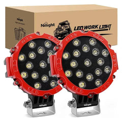 7 Inch 51W Round Red Case Spot LED Work Light (Pair)