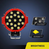 LED Work Light 7" 51W Round Red Case Spot LED Work Light (Pair)