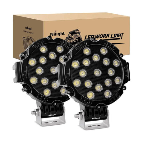 LED Work Light 7" Round 51W Flood Black Case LED Work Light (Pair)