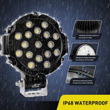 LED Work Light 7" Round 51W Flood Black Case LED Work Light (Pair)