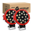 LED Work Light 7" Round 51W Flood Red Case LED Work Light (Pair)