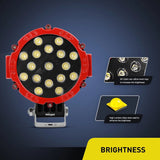 LED Work Light 7" Round 51W Flood Red Case LED Work Light (Pair)