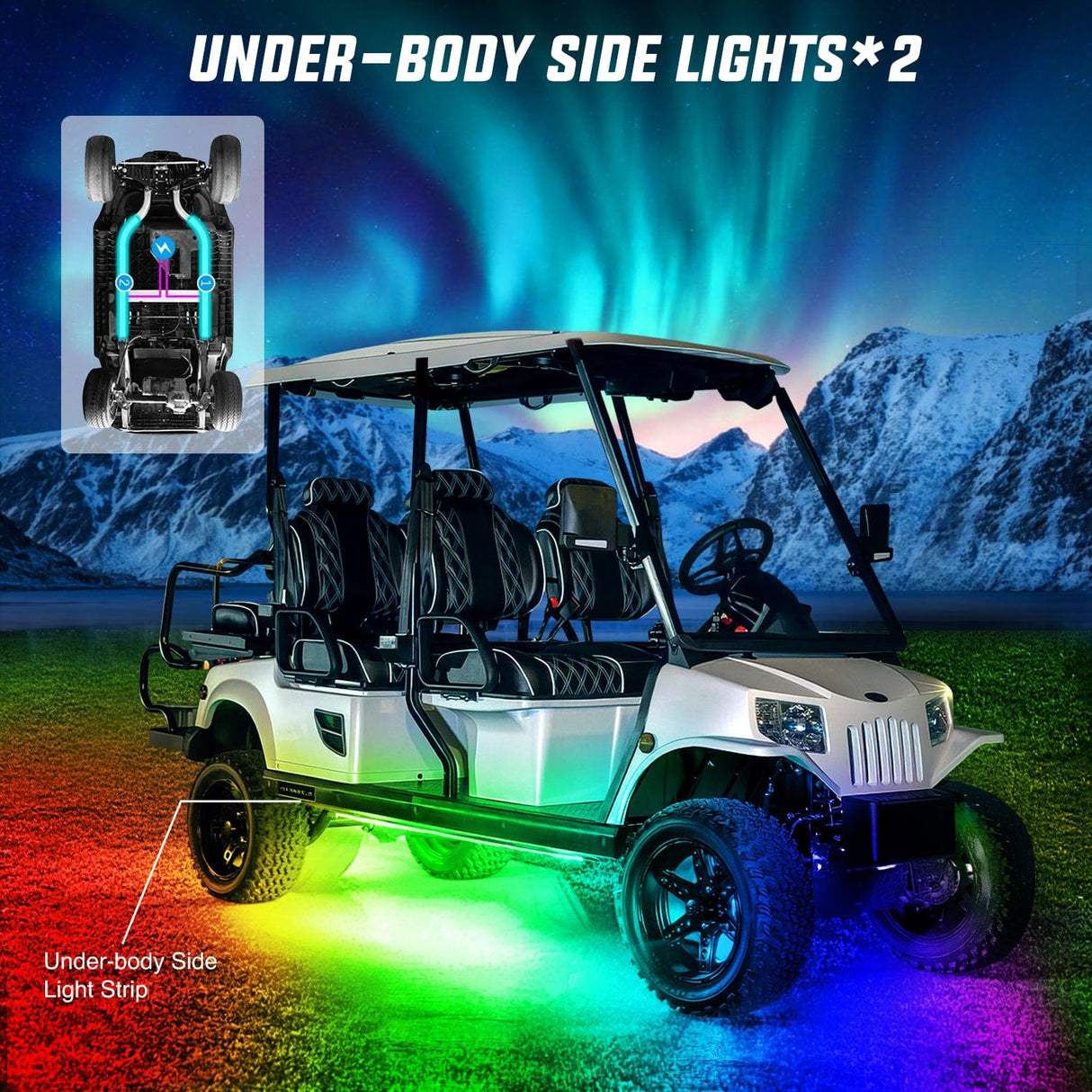 2Pcs Golf Cart Underglow Light Kit for EZGO Yamaha Club Car Nilight