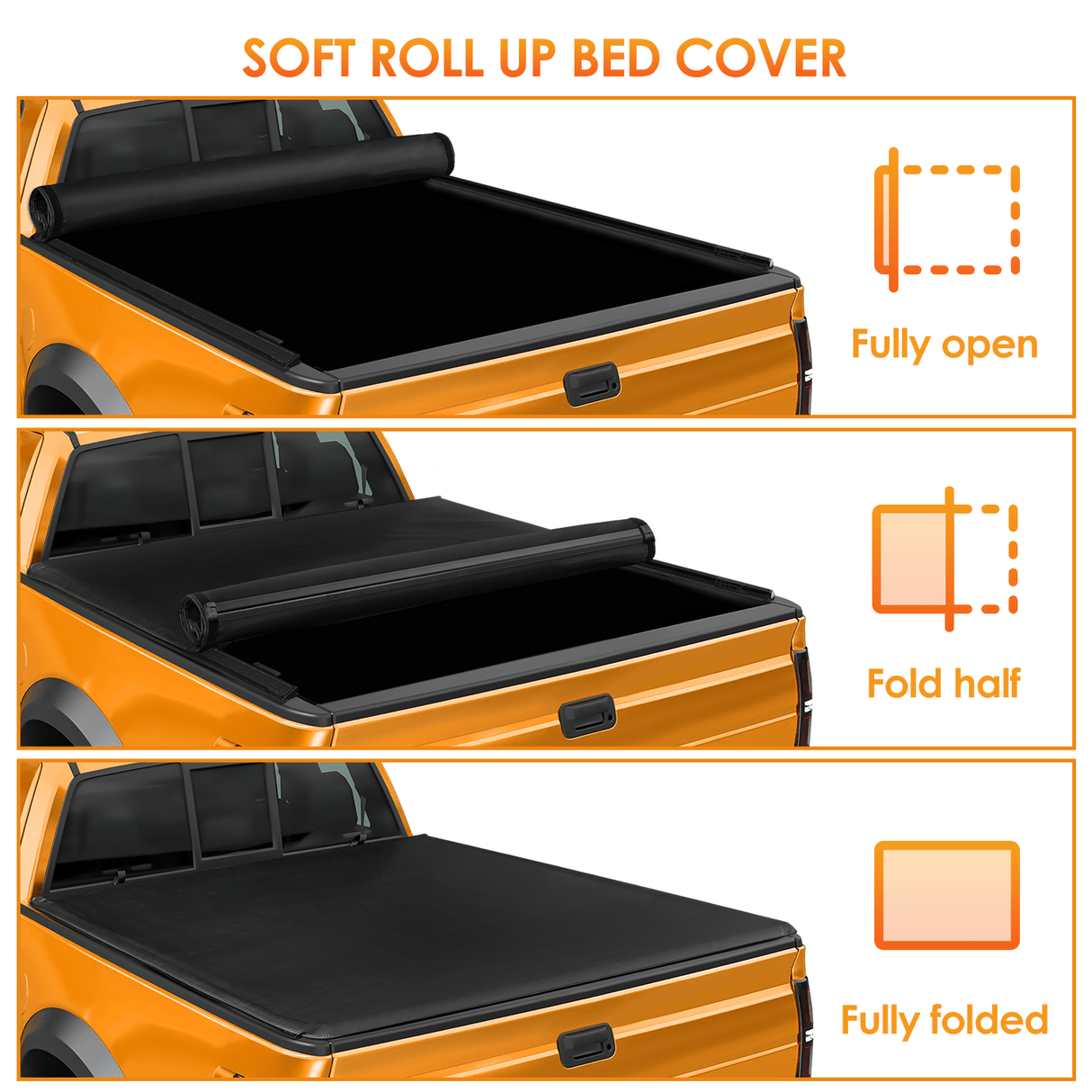 5.5ft Soft Roll Up Truck Bed Cover for Ford F150 2015-2024 Nilight