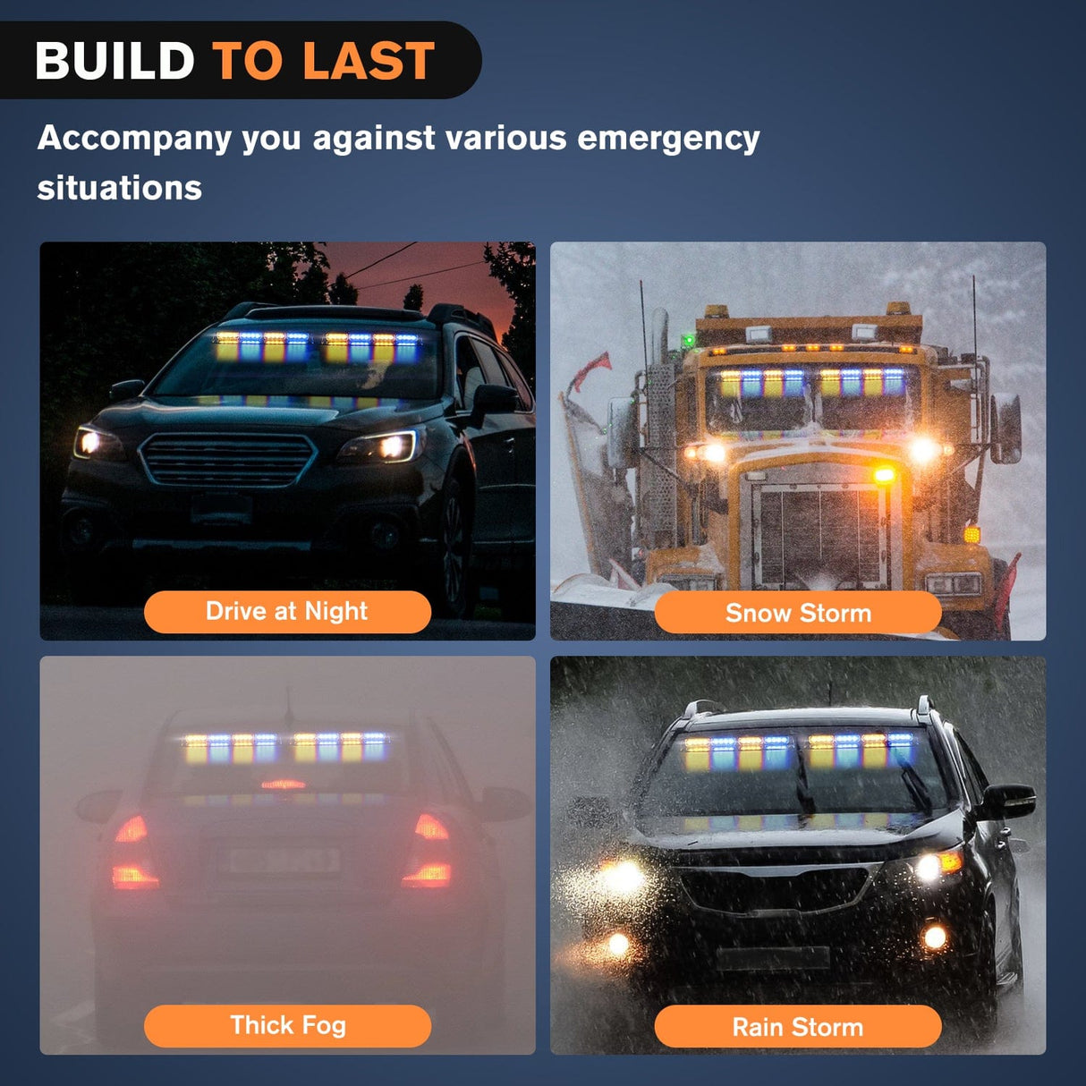 32LED Amber Blue Emergency Dash Strobe Lights with Controller Suction Cups Nilight