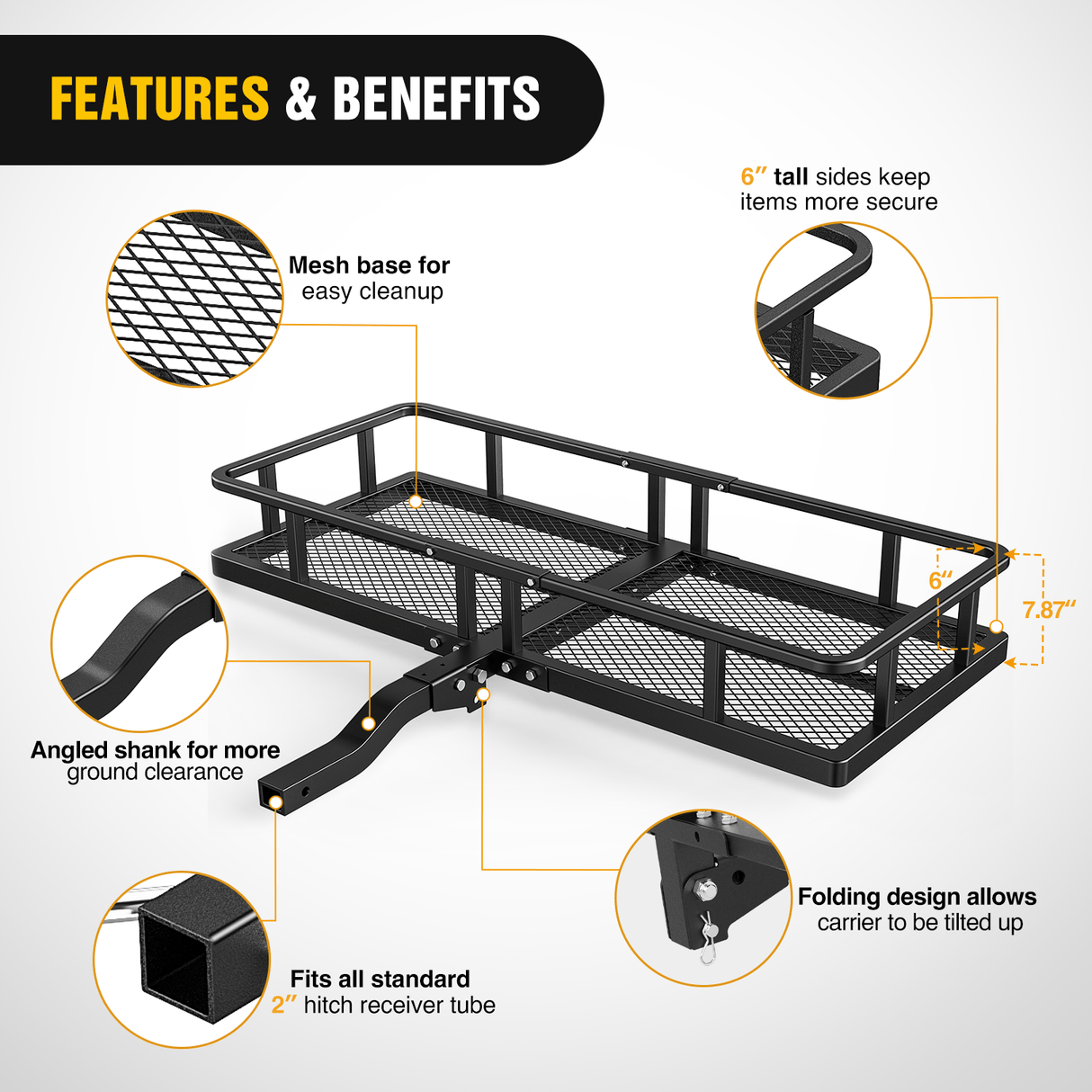 60 x 20x 7.87 Inch Hitch Cargo Carrier Set Nilight