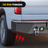 Rear Step Bumper for 2014-2018 Chevy Silverado/GMC Sierra 1500 Pickup Trucks Textured Solid Steel with 2 Upgraded Flood 18W LED Lights D-Rings Nilight