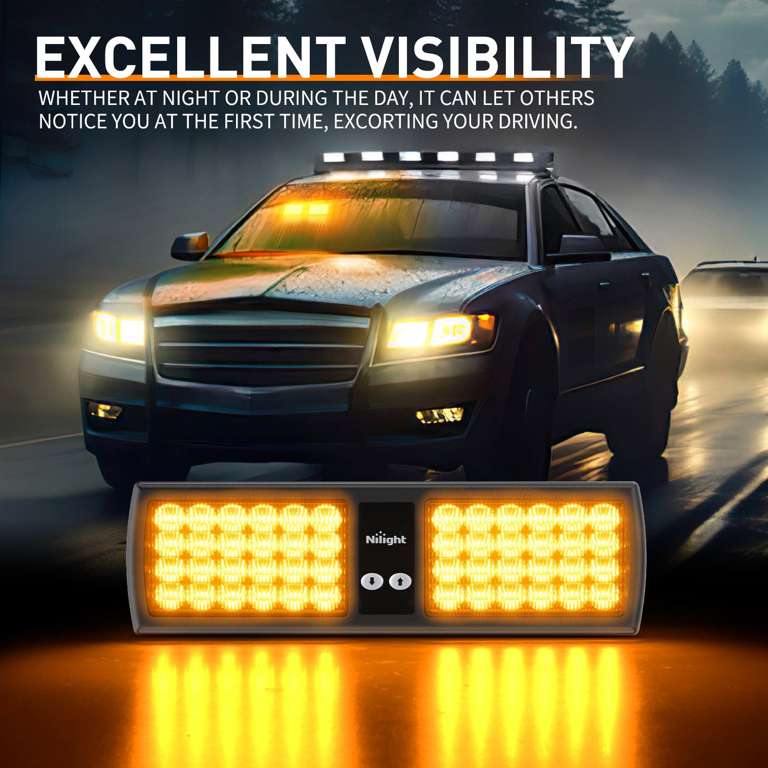 48 LED Amber Emergency Warning Strobe Lights